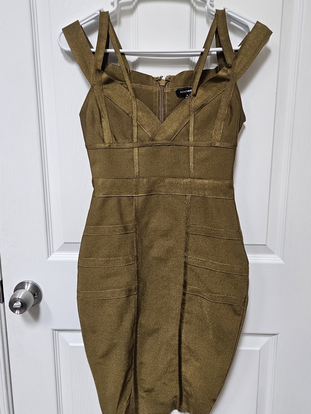 Fashion Nova Olive Green Bandage Midi Dress